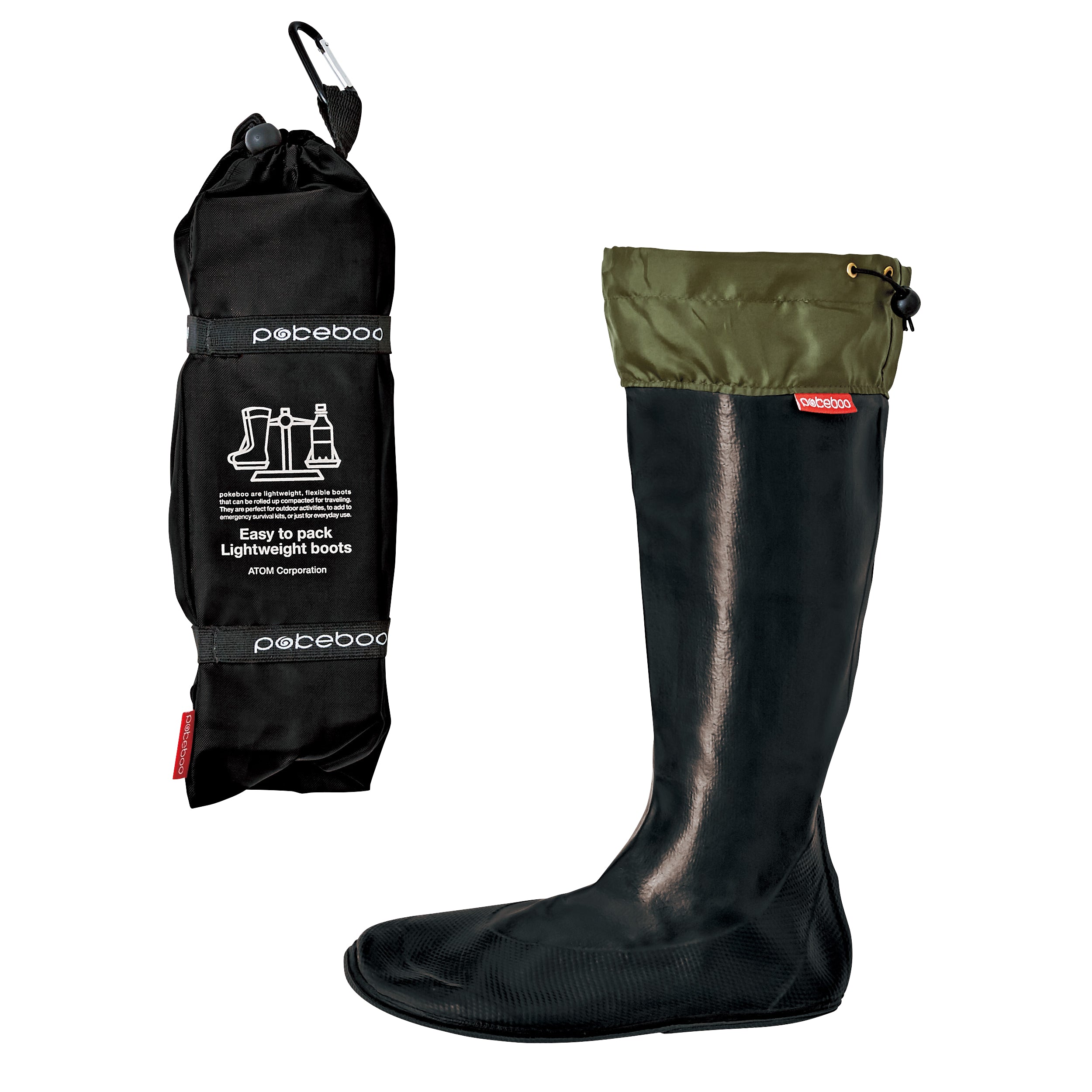 Pokeboo - Faltbarer Gummistiefel - black/green