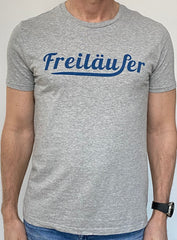 Freiläufer T-Shirt - grau mit Logo petrol
